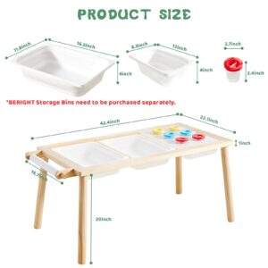 Beright 5 in 1 Children's Table, Play Sand Indoor Sensory Table, Kids Art Table Drawing Table with Paper Roll & Paint Cups, not with Storage Bin, Upgraded