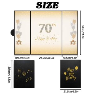 Crenics 70th Birthday Decorations Black and Gold, Creative 70th Birthday Guest Book Alternative, 70th Birthday Signature Book 18 x 12 inch, Great 70th Birthday Gifts for Men or Women