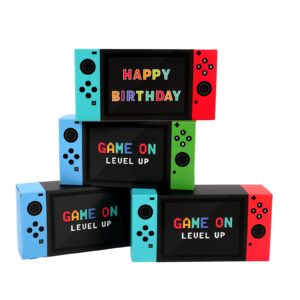 video game party favor boxes - 12 pcs game on theme gifts boxes for boys kids video game birthday party supplies goodie candy bags gamer party decorations