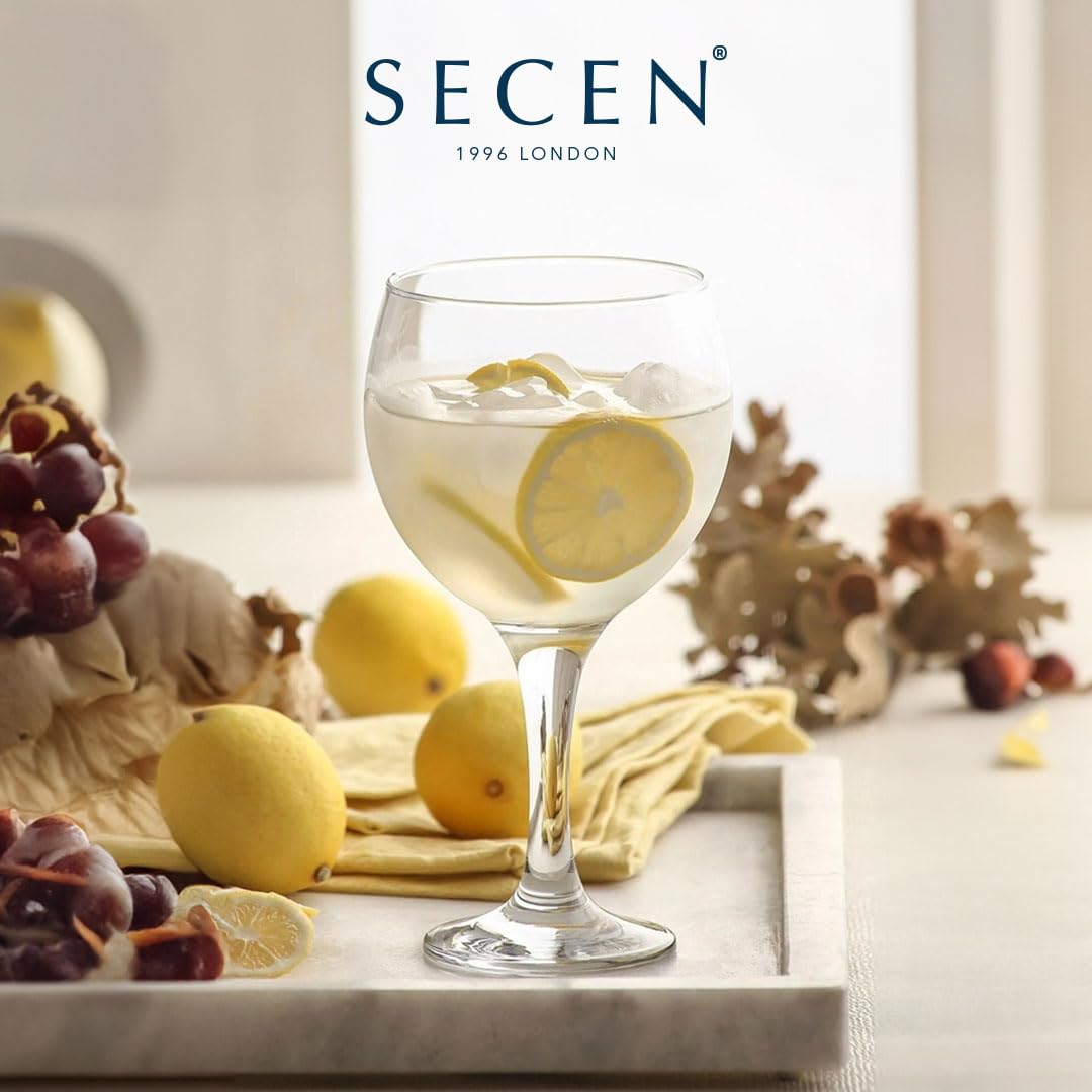 SECEN LONDON Wine Glass 6 PCS, 365 cc, Venezia Collection, 365 CC, Glasses Drinking Wedding Gift Set,Small Wine Glasses, Sturdy Wine Glasses, Perfect for Home,Parties and Restaurants