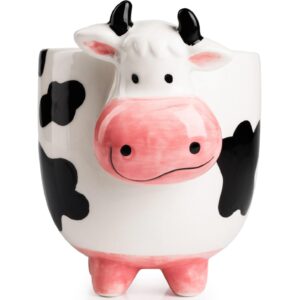 SWEETLO Cow Coffee Mug Stuff 15oz Ceramic Cup - Cow Shaped Face & Udder Coffee Mug - 450 ml Weird Milk Cow Udder Utter Shaped 3D Coffee Mug with Udders for Women - Taza de Vaca Cow Items Lover