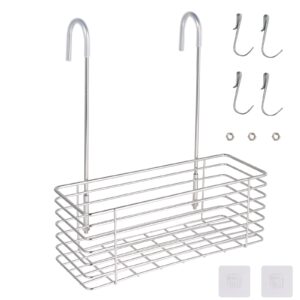 antrader hanging shower rack,shower caddy hanging,hung on the faucet or the door,the back hook can be rotated,no drilling,304 stainless steel,single layer shelf