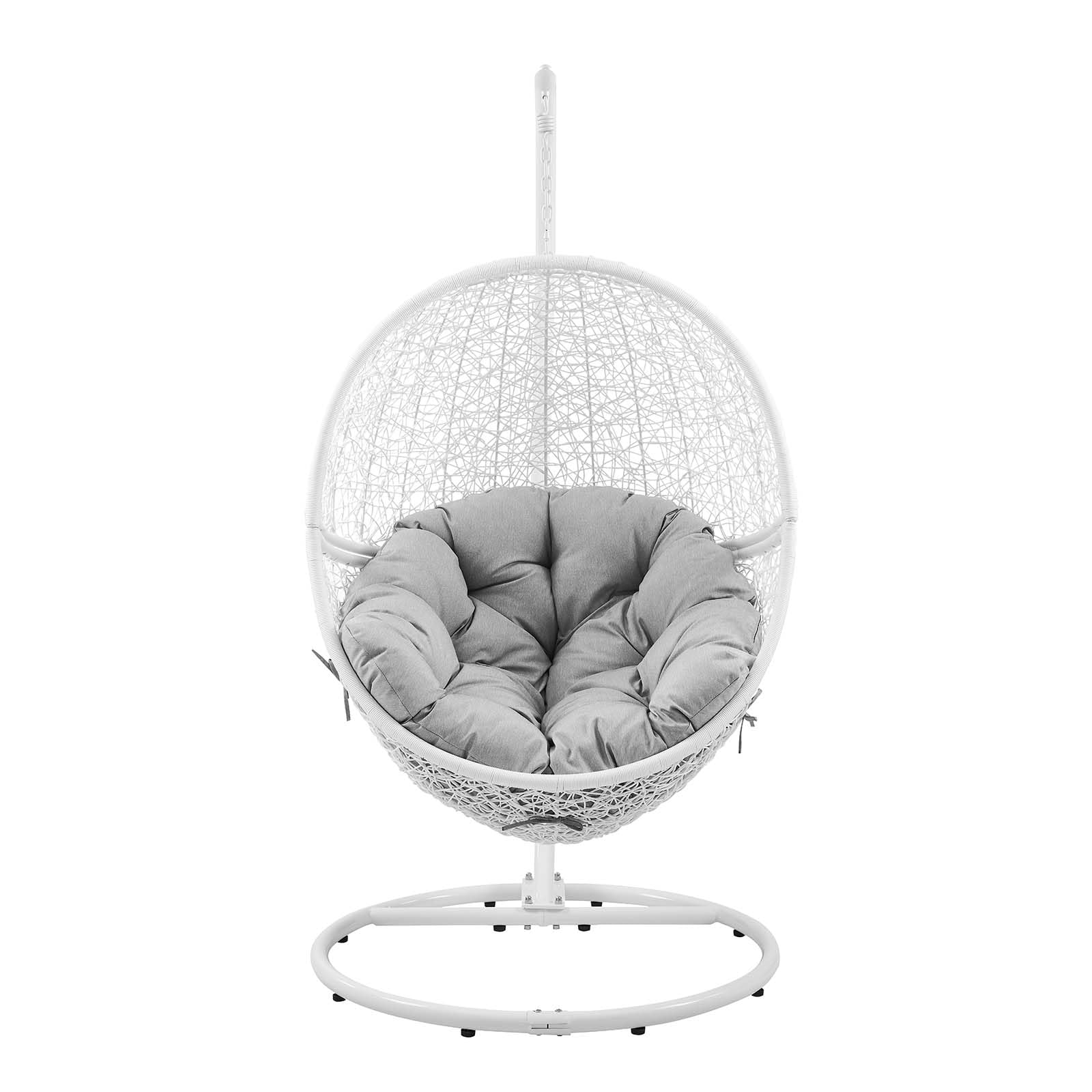 Modway Encase Outdoor Patio Rattan Swing Chair in White Gray