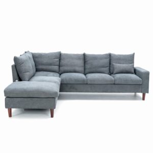 panana left/right facing sectional sofa, l shape corner couch with butilt-in usb port chaise sectional couch for living room & apartment, grey