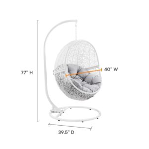 Modway Encase Outdoor Patio Rattan Swing Chair in White Gray