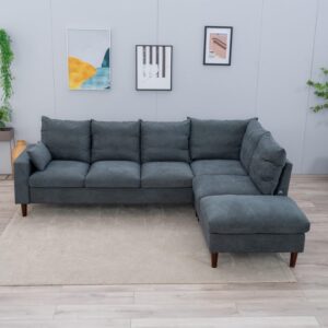 Panana Left/Right Facing Sectional Sofa, L Shape Corner Couch with Butilt-in USB Port Chaise Sectional Couch for Living Room & Apartment, Grey