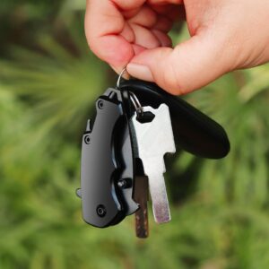 Small Folding Pocket Knife for Men – Compact EDC Keychain Knife with Clip for Camping, Hiking, Everyday Use, Black