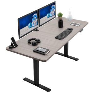 vivo electric 71 x 30 inch standing desk workstation, memory controller height adjustment, 1b series, dark gray top black frame, desk-kit-1b7g