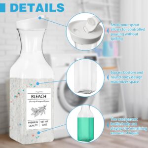 Laundry Detergent Dispenser Bottle 53oz with Label,4 Pack Liquid Laundry Dispenser,Plastic Detergent Dispenser for Laundry Room Organization and Storage,White Lid