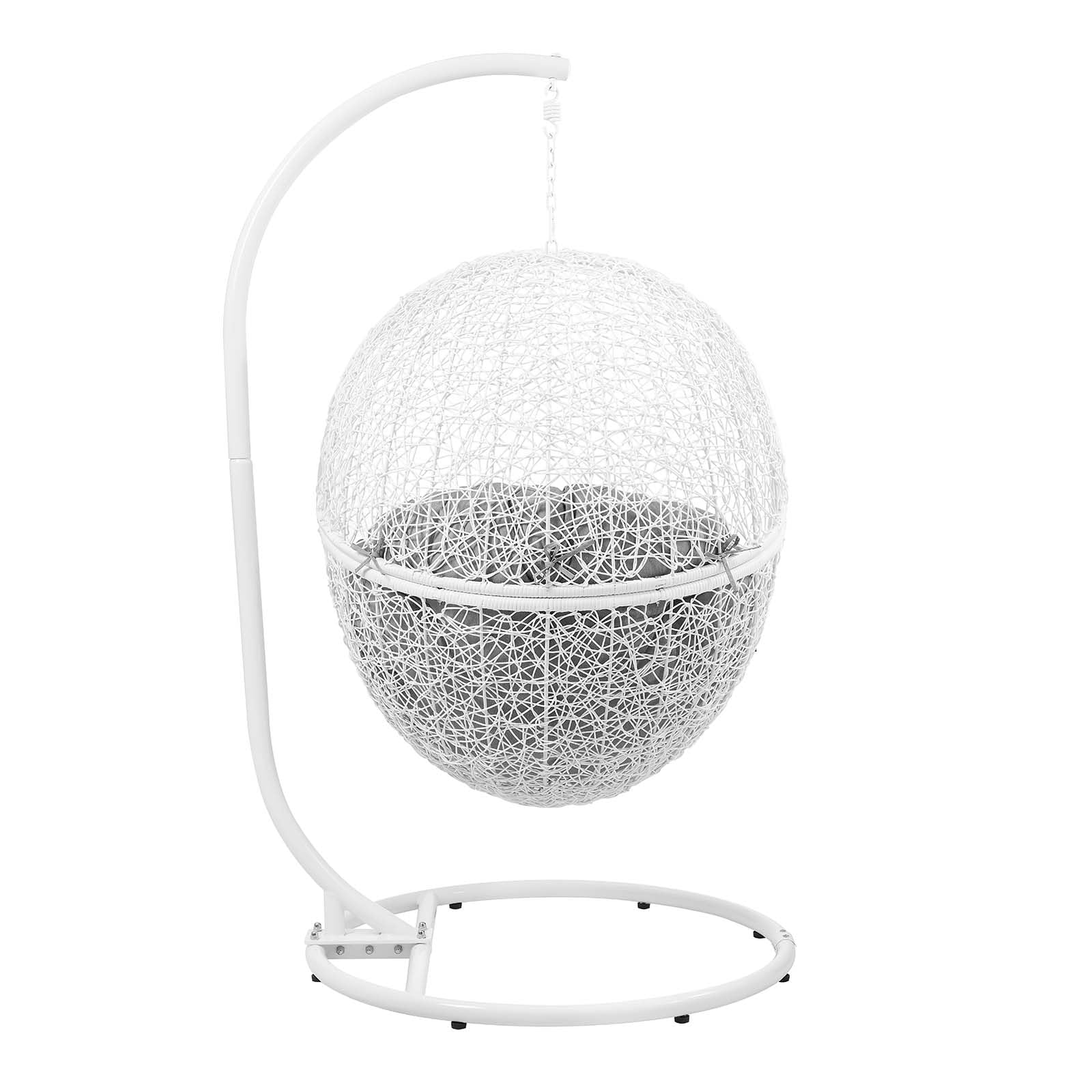 Modway Encase Outdoor Patio Rattan Swing Chair in White Gray