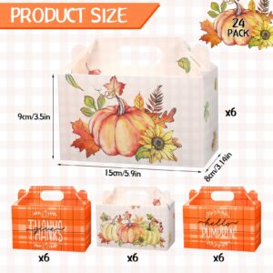 Pasimy 24 Fall Party Candy Boxes Thanksgiving Party Treat Boxes Autumn Harvest Party Boxes Pumpkin Maple Leaf Fall Paper Boxes for Thanksgiving Autumn Harvest Halloween Birthday Party Decoration