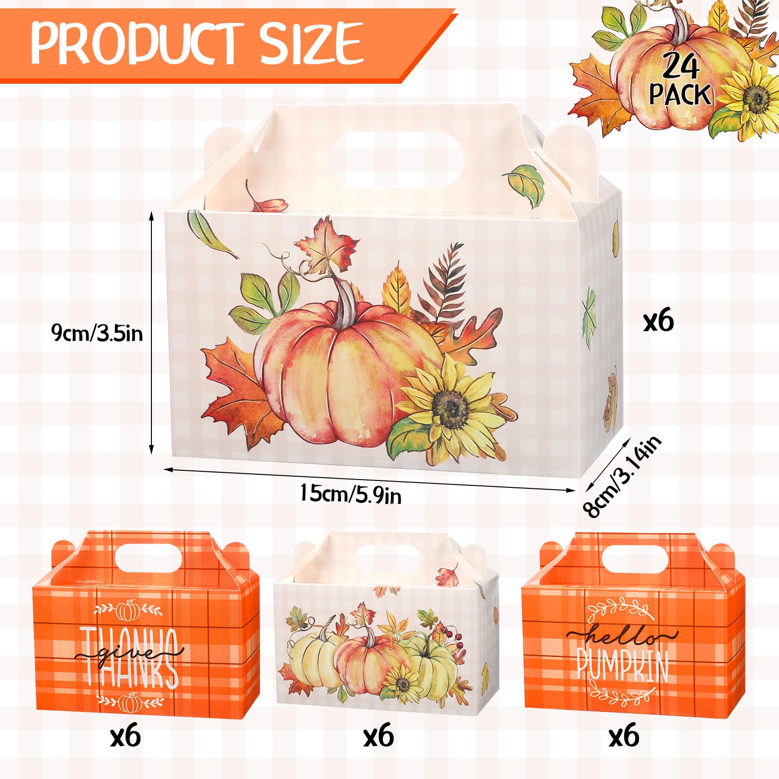 Pasimy 24 Fall Party Candy Boxes Thanksgiving Party Treat Boxes Autumn Harvest Party Boxes Pumpkin Maple Leaf Fall Paper Boxes for Thanksgiving Autumn Harvest Halloween Birthday Party Decoration