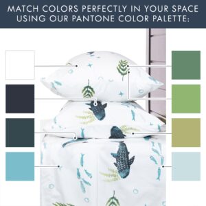 Where The Polka Dots Roam Nautical Ocean Full Bedding Set - 4 Piece Super Soft Kids Bed Set with Fitted Sheet, Flat Sheet, and Pillowcases - Underwater Sea Creatures Design for Boys Girls Room Décor