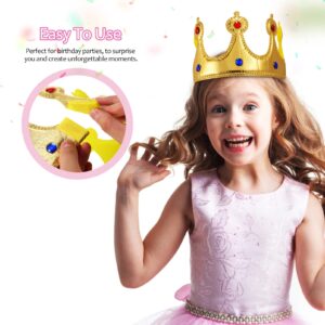 NUOBESTY Crown Hat, 4Pcs Golden Kids Party Crown Set, Fabric Birthday Crown Hat for Birthday Party & Baby Shower, Safe Material, Photo Prop, Party Hat, Princess Theme, Children's