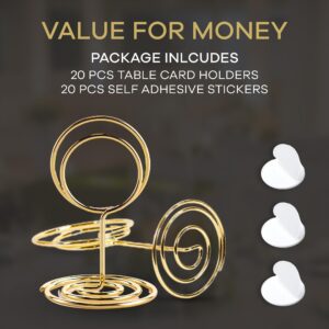 LittleLala 20Pack Mini Table Number Holders 1.97in/50mm | Available in 3 Sizes | Gold table number holders, Table Card Holders, Table Number Stands for Wire Picture Holder at Wedding Party Office