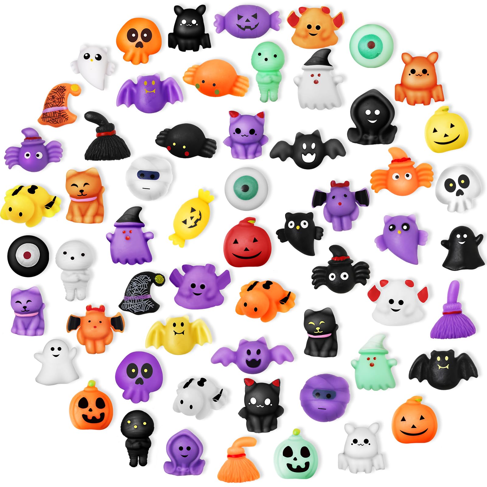 Halloween Party Favors for Kids-60 Pack Halloween Squishy Toys,Mini Stress Relief Toys in Bulk,Halloween Goodie Bag Fillers Gifts for Kids,Trick Or Treat Bags Toys Bulk,School Classroom Rewards Prizes