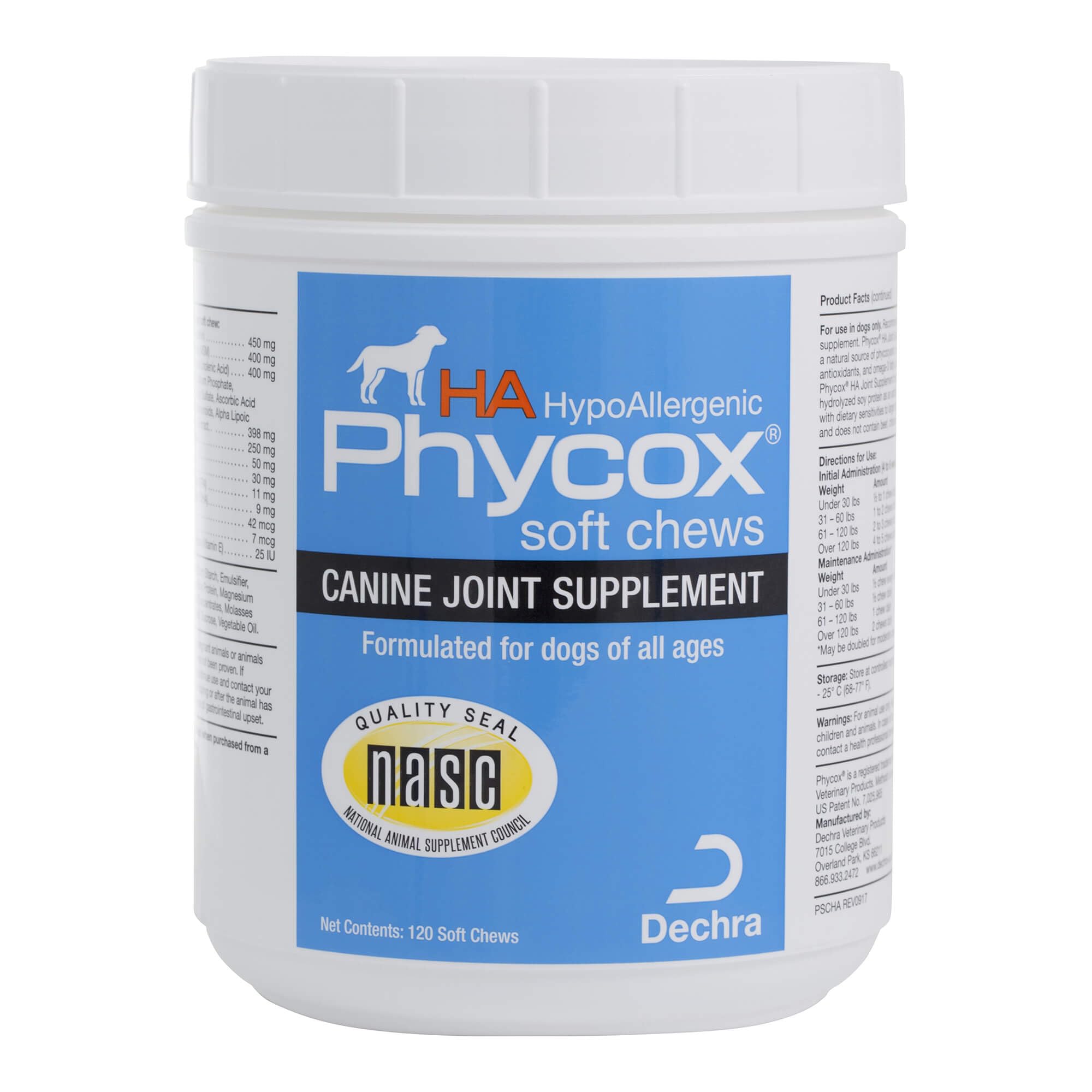 Phycox HA Hypoallergenic Soft Chews Joint Supplement for Dogs, 120 Count