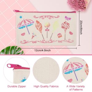 WEBEEDY 10 Sets Blank DIY Craft Bag Kit Decorate Your Own Canvas Pouch Zipper Pen Pencil Case Painting Makeup Bag Invoice Bill Bag Multi-Purpose Travel Toiletry Bags