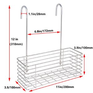 Antrader Hanging Shower Rack,Shower Caddy Hanging,Hung on the Faucet or the Door,the Back Hook Can be Rotated,No Drilling,304 Stainless Steel,Single Layer Shelf