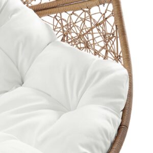 Modway Encase Outdoor Patio Rattan Swing Chair in Cappuccino White