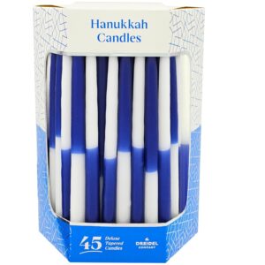 The Dreidel Company Deluxe Tapered Hanukkah Menorah Half and Half Navy Blue and White, Candles for All 8 Nights of Chanukah (Single)