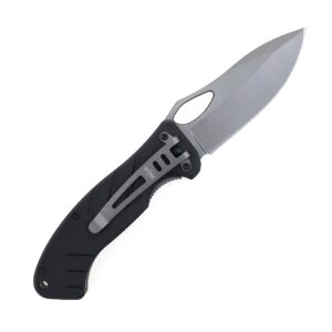 S-TEC Pocket Folding Knife with G10 Handle w/Pocket Clip, 3.35 inch 440 Stainless Steel Blade, 8.0 inch overall length, EDC Knife, Manual Operation, Smooth Nylon Pivot Washer, TS018 (Black)