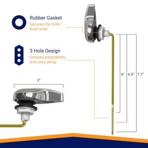 Universal Toilet Handle Lever Replacement - Toilet Flusher Replacement, Side Mount Toilet Tank Lever Fits Most Toilet Tanks - Efficient and Easy to Install Toilet Handle Replacement - Chrome Polished