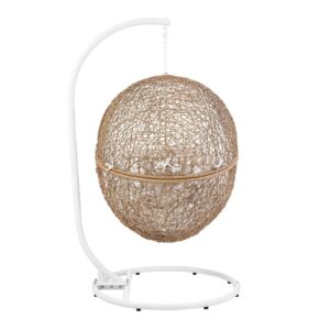 Modway Encase Outdoor Patio Rattan Swing Chair in Cappuccino White