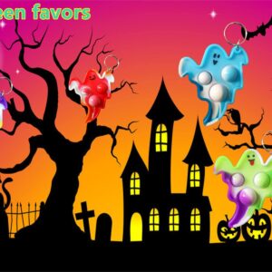 HOZKEAP 24 Packs Bulk Halloween ghost Fidget Bubble Mini Pop Keychain，Small Birthday Party Favors Supplies and Student Prizes