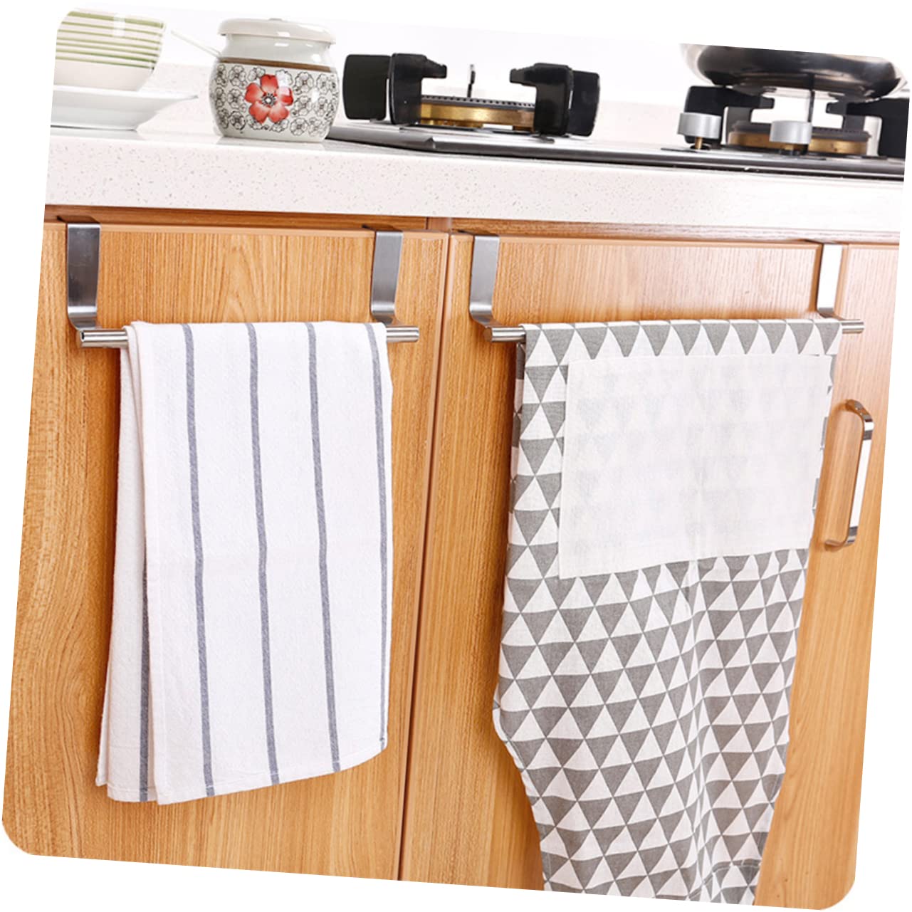 Cabilock 2 Pcs Steel Towel Bar Rack Bathroom Towel Bar Cabinet Towel Rack Batroom Towel Bar Wall Towel Rack Over Door Towel Bar Towel Hanging Rack Towel Hanger Small Towel Rack On The Door