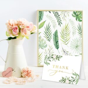 AnyDesign 24 Pack Thank You Cards with Envelopes Stickers Watercolor Green Leaves Blank Note Cards Bulk Eucalyptus Leaf Thank You Greeting Cards for Wedding Baby Shower Bridal Shower, 4 x 6 Inch