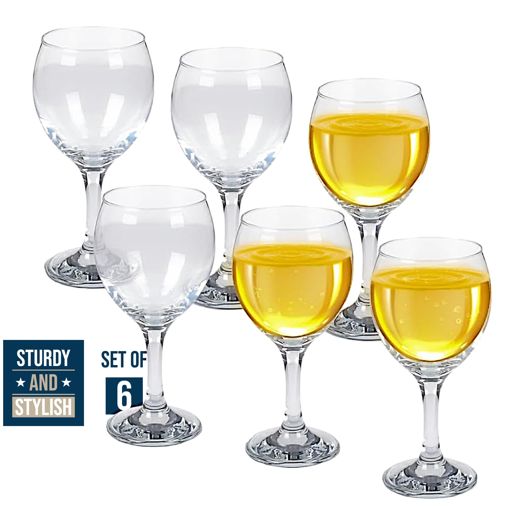 SECEN LONDON Wine Glass 6 PCS, 365 cc, Venezia Collection, 365 CC, Glasses Drinking Wedding Gift Set,Small Wine Glasses, Sturdy Wine Glasses, Perfect for Home,Parties and Restaurants