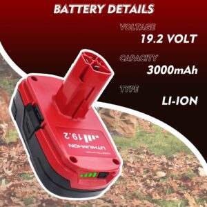 2Packs 19.2V C3 3.0Ah Replacement for Craftsman 19.2V Battery Compatible with Craftsman 19.2 Volt Lithium ion XCP 130279005 1323903 11375 130211004 315.115410 315.11485 Cordless Power Tools (Red)