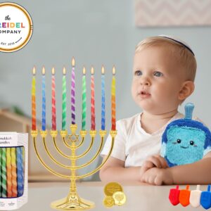 The Dreidel Company Deluxe Twisted Hanukkah Menorah Candles for All 8 Nights of Chanukah, Multicolor (Single)