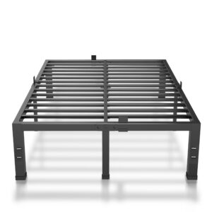 superay 14 inches bed frame queen size, heavy duty metal platform bed frame no box spring needed, easy assembly, noise free bedframes with mattress slide stopper