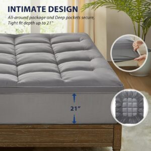 Homemate Mattress Pad Topper Cal King - Cooling Pillow Top Quilted Fitted Mattress Pad Cover for Hot Sleepers - Mattress Pad Cover Plush Bed Topper Down Alternative Soft Mattress Protector for Back