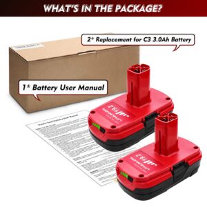 2Packs 19.2V C3 3.0Ah Replacement for Craftsman 19.2V Battery Compatible with Craftsman 19.2 Volt Lithium ion XCP 130279005 1323903 11375 130211004 315.115410 315.11485 Cordless Power Tools (Red)