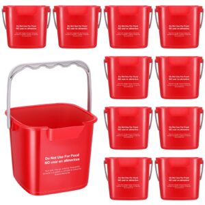 lallisa 12 pcs 3 quart cleaning bucket small sanitizing square bucket detergent pail for home office commercial restaurant kitchen bathroom school (red)