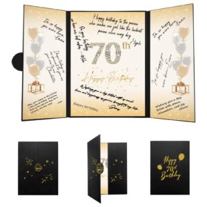 crenics 70th birthday decorations black and gold, creative 70th birthday guest book alternative, 70th birthday signature book 18 x 12 inch, great 70th birthday gifts for men or women