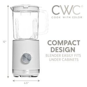 COOK WITH COLOR 300 Watt Blender: Powerful 2-Speed Control with Pulse, 4-Tip Stainless Steel Blades, 25oz (750ml) Jar, and Skid-Resistant Feet, Creme