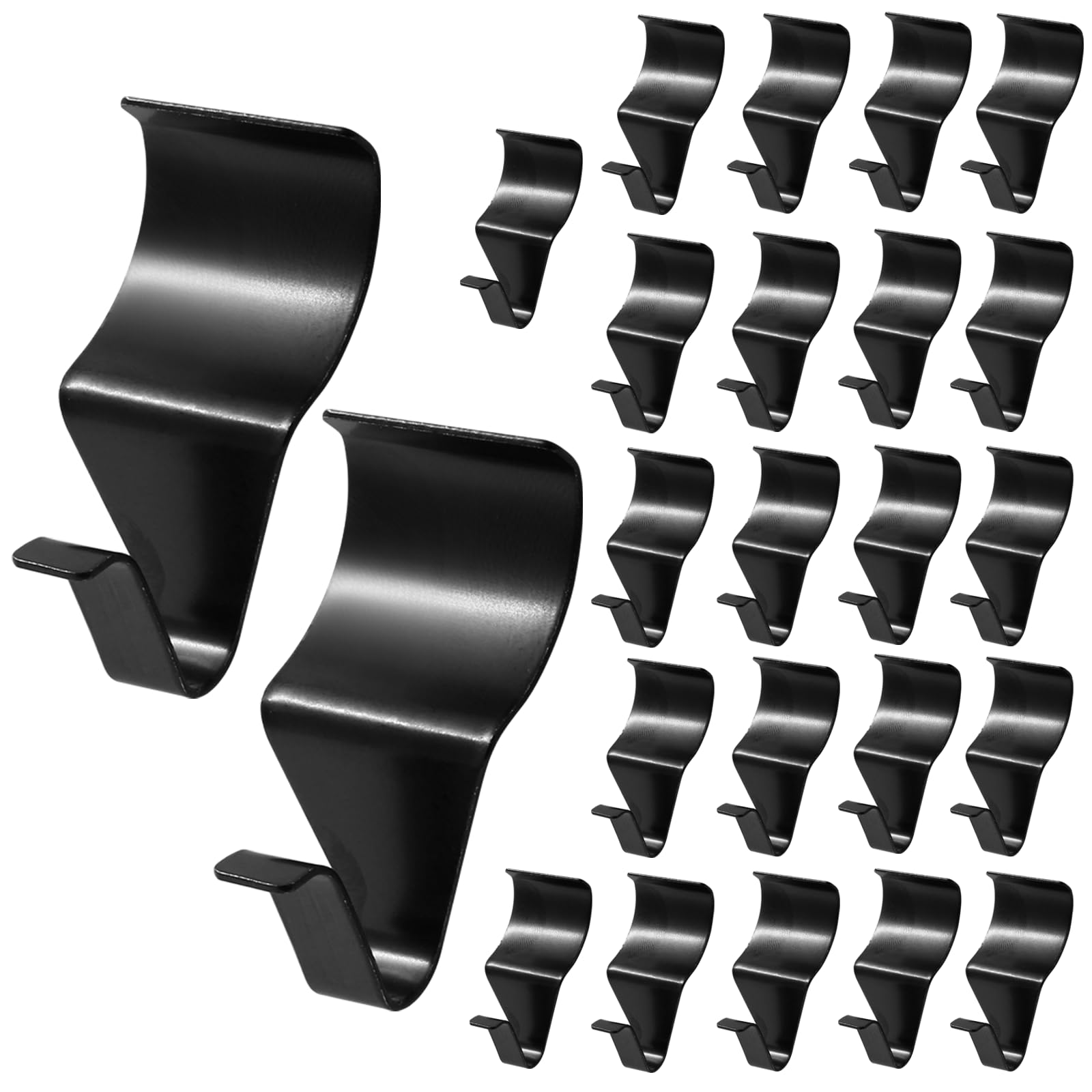 Rierdge Vinyl Siding Hooks - 24 Pcs Black Heavy Duty Stainless Steel Vinyl Siding Clips Hangers for Hanging Outdoor Lights, Wreath, Ornaments, Decorations