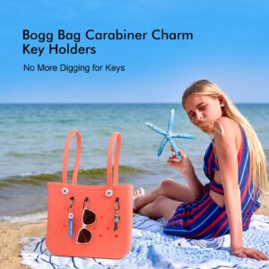 Funnacle Key Holder for Bogg Bag Accessories for Bogg Bags Carabiner Charm Keychain Compatible with Bogg Bag Simply Southern Rubber Beach Tote Bag （4 PCS Black）