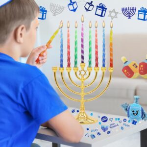 The Dreidel Company Deluxe Twisted Hanukkah Menorah Candles for All 8 Nights of Chanukah, Multicolor (Single)