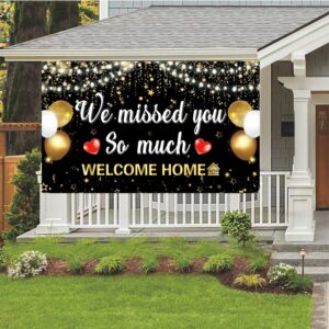 LOONELO Welcome Home Backdrop Banner Decorations with 70.8"X43.3"，We Missed You So Much Backdrop Photo Booth Props, Welcome Home Sign for Graduation Retirement Military Army Homecoming Decorations