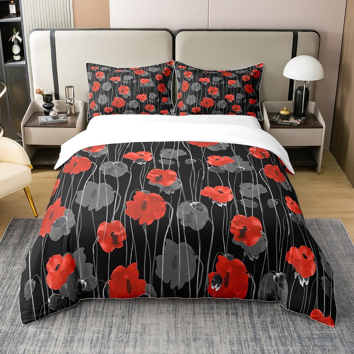 jejeloiu Flower Duvet Cover 100% Cotton Garden Floral Plants Bedding Set 100% Cotton for Room Decor Botanical Comforter Cover Set King Natural Theme Bedspread Cover 3Pcs Zipper