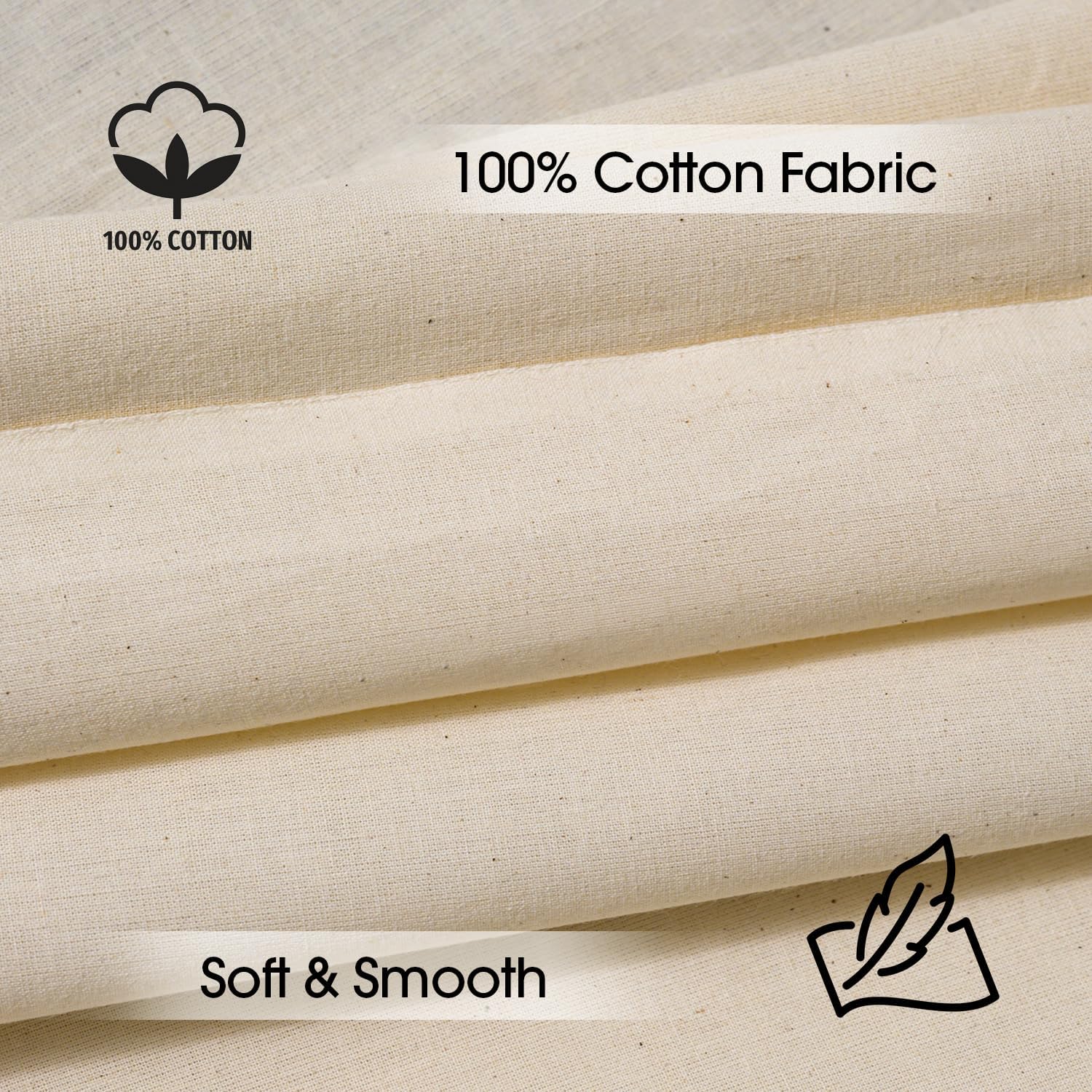 Pico Textiles 2 Yards Bolt - 100% Cotton Natural Muslin Fabric - Unbleached - Sold by The Bolt - Ideal for Quilting, Embroidery, Backdops, Drapes, Apparel, Aprons, and Sheets