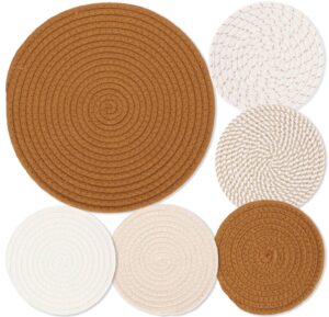 billbotk trivets for hot pots and pans, 6 pieces boho rivets for hot dishes, pot holders for kitchen, hot pads for countertops, fall decorations for home, 11.8 inches and 7 inches ﻿