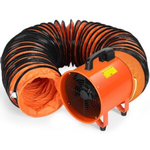 rengue utility blower/exhaust with 32.8ft hose fan, 1900 or 2800r/min two modes heavy duty blower fan 12 inches high velocity ventilation extraction and ventilation fan with duct hose