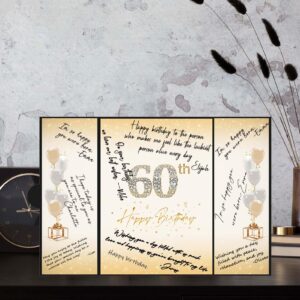 Crenics 60th Birthday Decorations for Men Women, Creative 60th Birthday Guest Book Alternative, 60th Birthday Signature Book Poster 18 x 12 inch, Great 60th Birthday Gifts