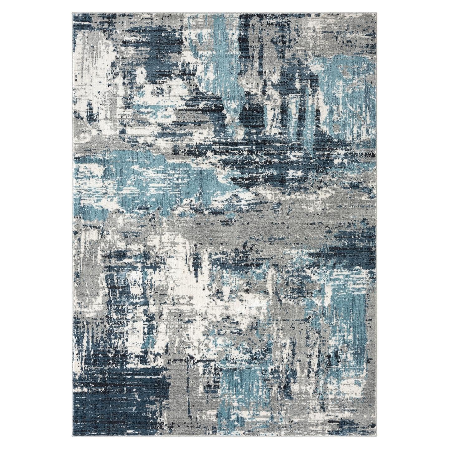 LUXE WEAVERS Abstract Distressed Blue 8x10 Area Rug